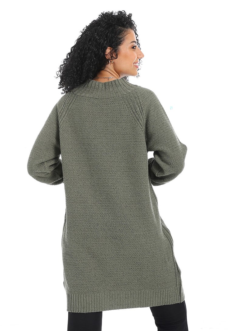 سيزار بلوفر صوف حريمي سادة طويل مزود بتصميمات متعددة - Image 4