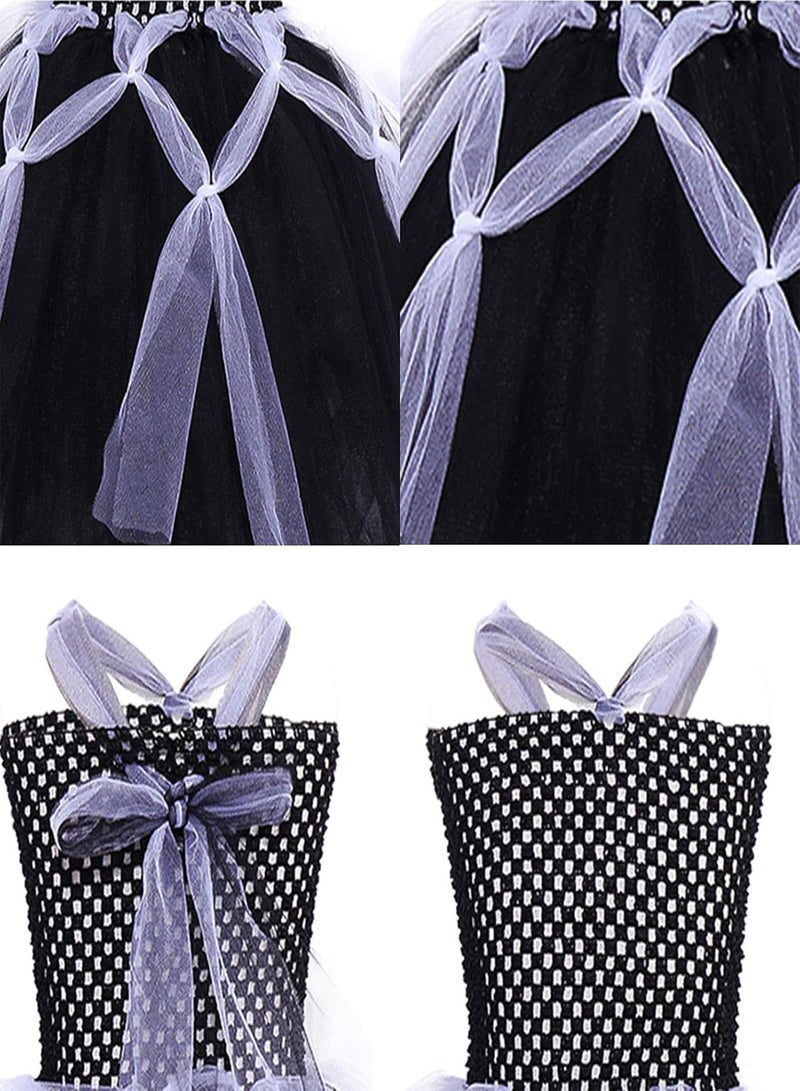GGOOT Halloween Girls Costumes | Halloween Cosplay Party Costume Dress Mesh Tutu Skirt and Gloves | Halloween Cosplay Wizard Costumes  Party Props - Image 2