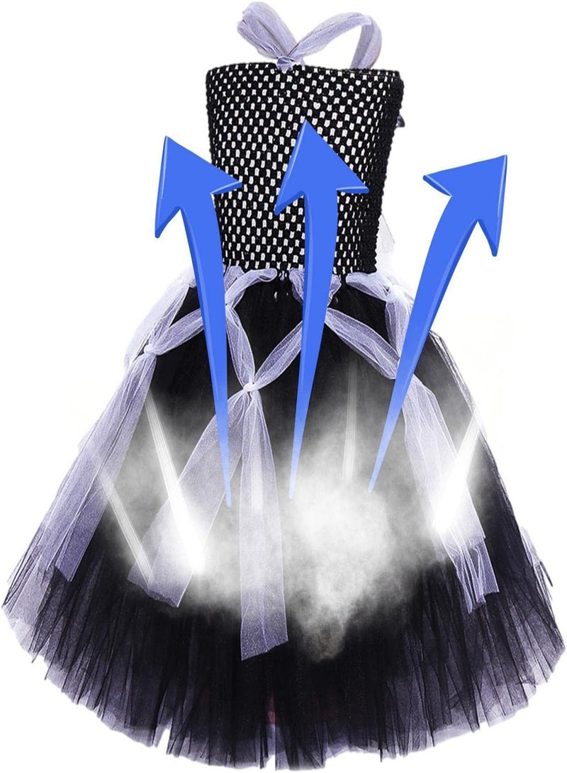 GGOOT Halloween Girls Costumes | Halloween Cosplay Party Costume Dress Mesh Tutu Skirt and Gloves | Halloween Cosplay Wizard Costumes  Party Props - Image 3
