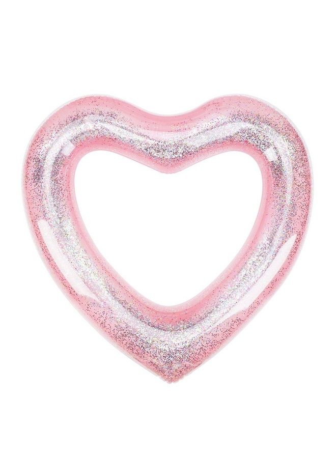 MoKo Inflatable Pool Float For Kids Adults Clearance Heart Shaped Swim Ring 120Cm Diameter Summer Swimming Tube Water Fun Beach Party Pool Toys Swimming Circle Glitter Rose Gold - Image 1