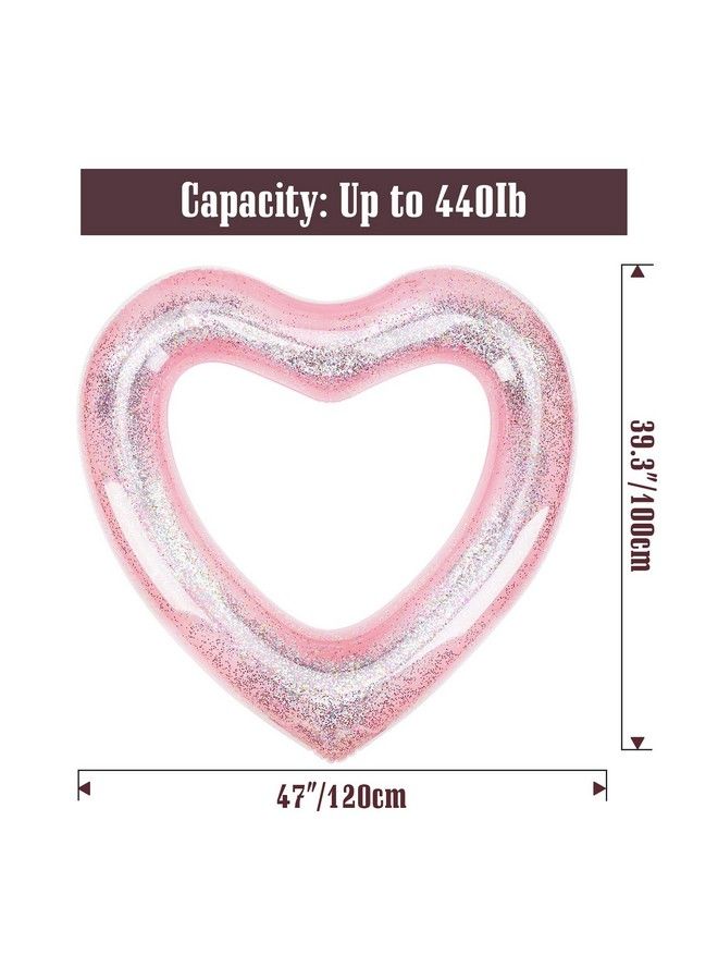 MoKo Inflatable Pool Float For Kids Adults Clearance Heart Shaped Swim Ring 120Cm Diameter Summer Swimming Tube Water Fun Beach Party Pool Toys Swimming Circle Glitter Rose Gold - Image 5