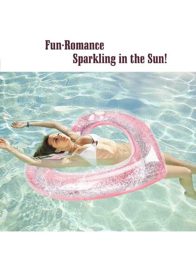 MoKo Inflatable Pool Float For Kids Adults Clearance Heart Shaped Swim Ring 120Cm Diameter Summer Swimming Tube Water Fun Beach Party Pool Toys Swimming Circle Glitter Rose Gold - Image 3