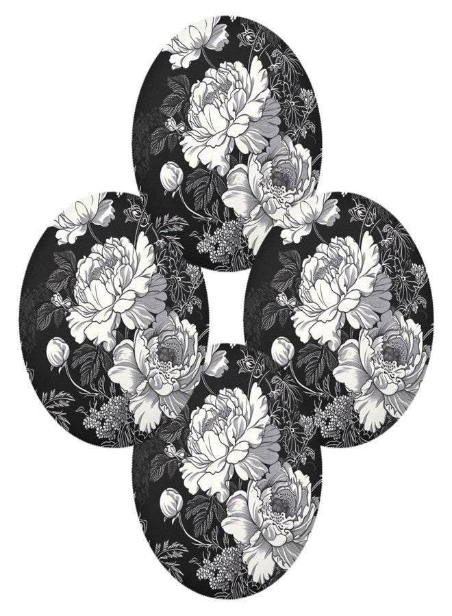 SDMKA White Flowers Black Place Mats Set of 4, 15 Inch Round Placemats Washable Non-Slip Table Mats for Kitchen Dining - Image 2