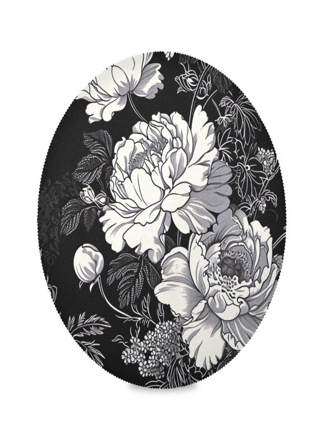 SDMKA White Flowers Black Place Mats Set of 4, 15 Inch Round Placemats Washable Non-Slip Table Mats for Kitchen Dining - Image 1
