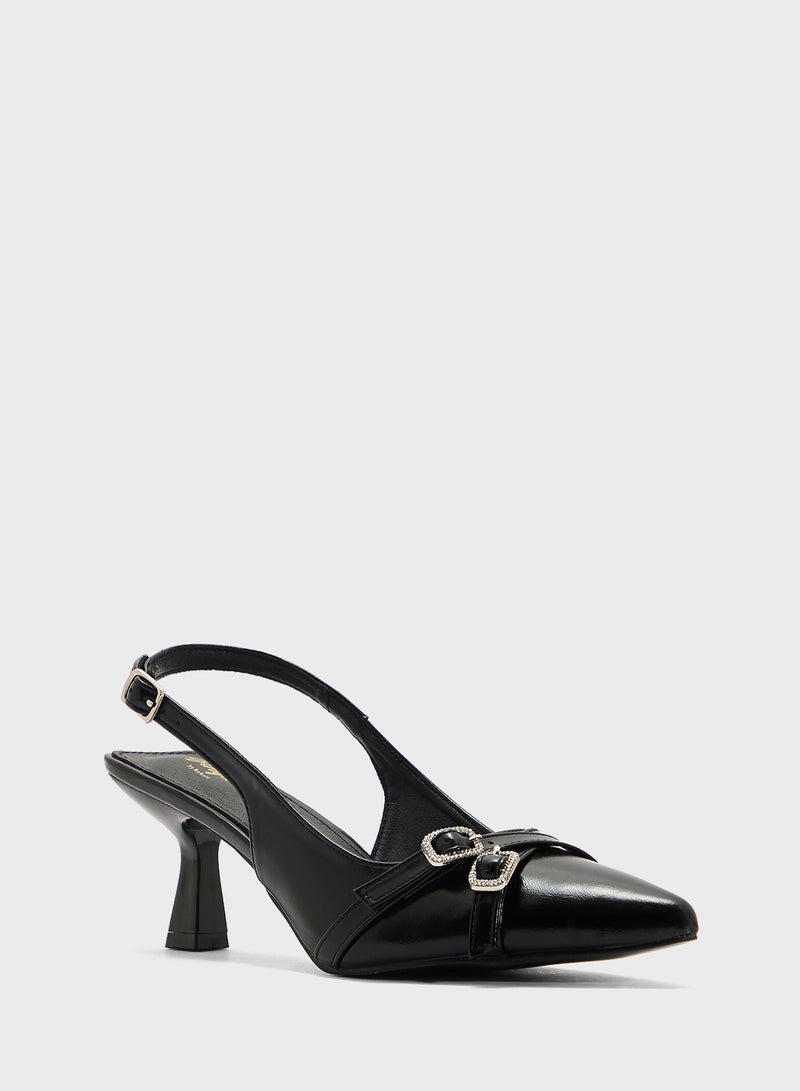 جينجر حذاء بكعب مدبب بحزام خلفي - Image 2