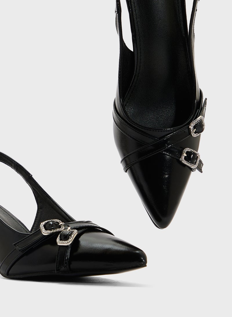 جينجر حذاء بكعب مدبب بحزام خلفي - Image 4