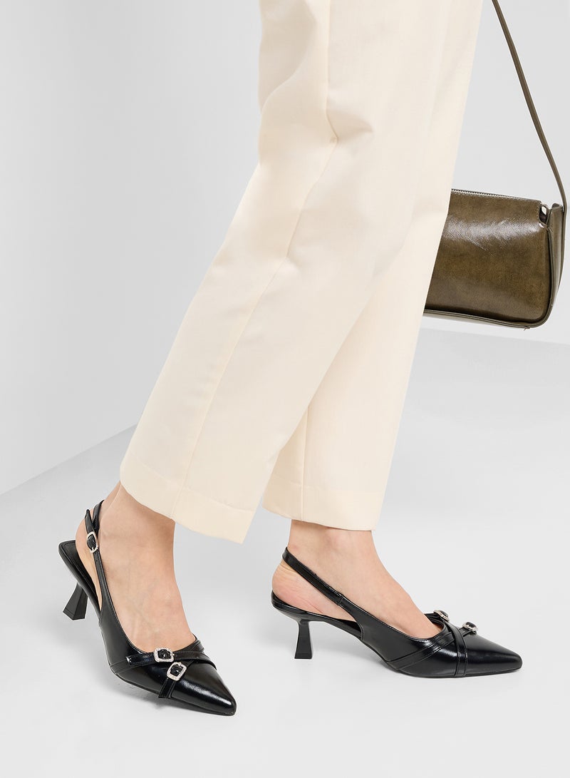 جينجر حذاء بكعب مدبب بحزام خلفي - Image 5