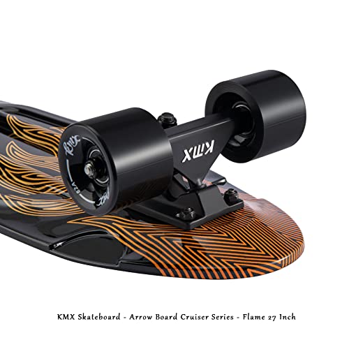 KMX Skateboard 27 Inch, Classic Cruiser Skateboard for Beginners and Advanced, Mini Cruiser Board for Boys, Girls, Kids, Students, Adults, Teens Penny Board(27 Flame Fire) - Image 2