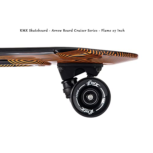KMX Skateboard 27 Inch, Classic Cruiser Skateboard for Beginners and Advanced, Mini Cruiser Board for Boys, Girls, Kids, Students, Adults, Teens Penny Board(27 Flame Fire) - Image 3