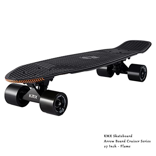 KMX Skateboard 27 Inch, Classic Cruiser Skateboard for Beginners and Advanced, Mini Cruiser Board for Boys, Girls, Kids, Students, Adults, Teens Penny Board(27 Flame Fire) - Image 4