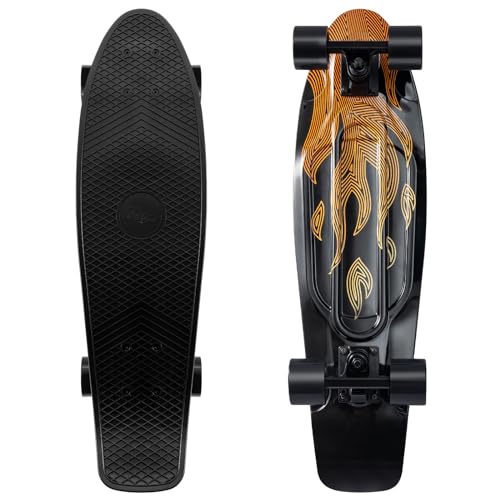 KMX Skateboard 27 Inch, Classic Cruiser Skateboard for Beginners and Advanced, Mini Cruiser Board for Boys, Girls, Kids, Students, Adults, Teens Penny Board(27 Flame Fire) - Image 1