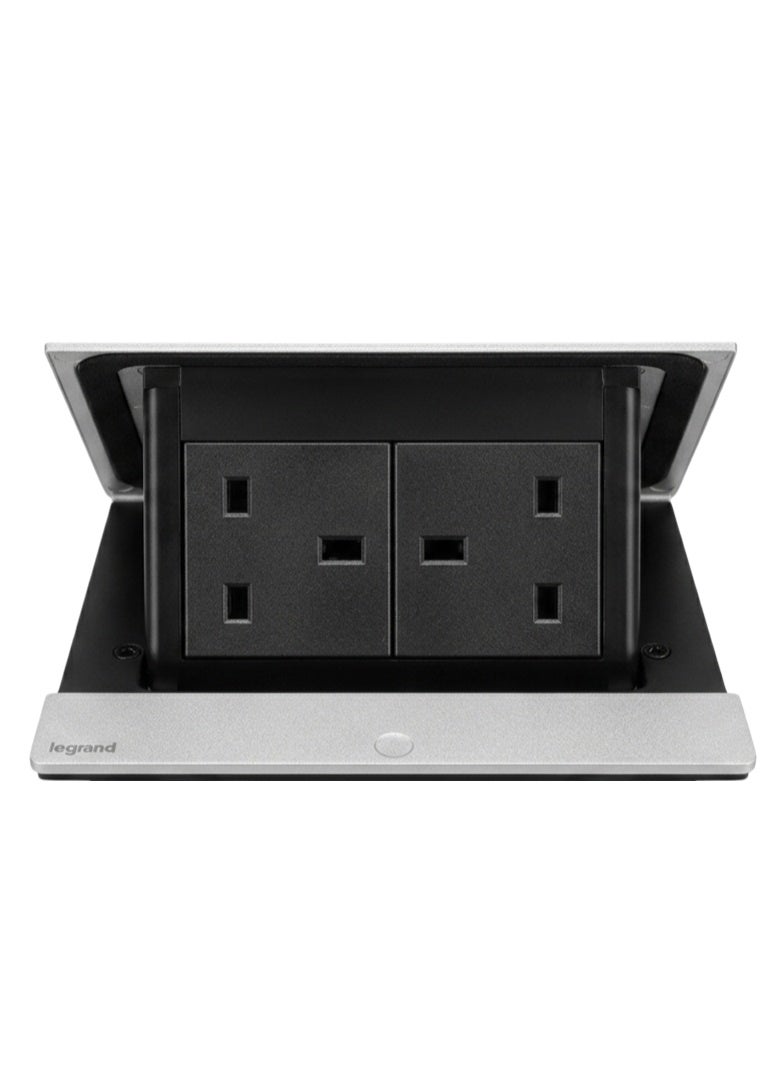 Legrand Incara Pop-Up Socket | Table Power Outlet with USB Charging | Concealed Desk & Conference Table Socket | Premium Furniture Power Module | Aluminum Finish - Image 3