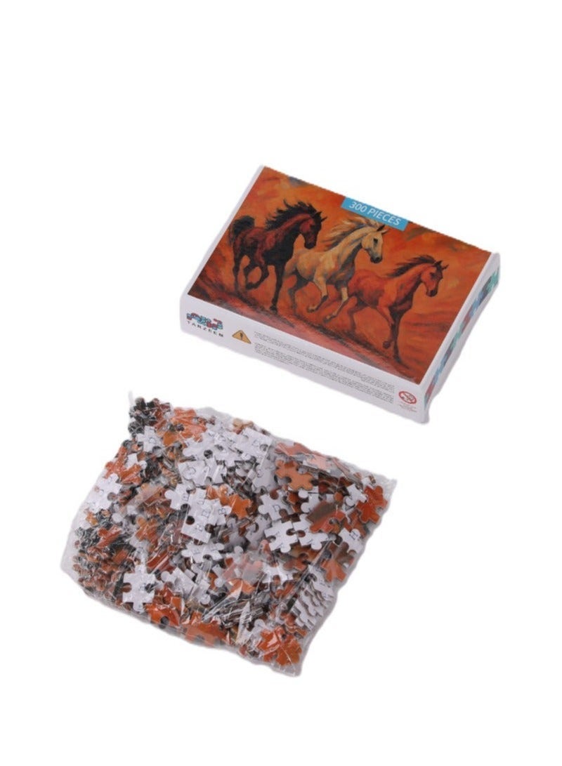 TARZEEM Three Horses Puzzle 300 Pieces High Quality Non Glossy Finish for Creative Relaxing Assembly and Artistic Display - Image 2