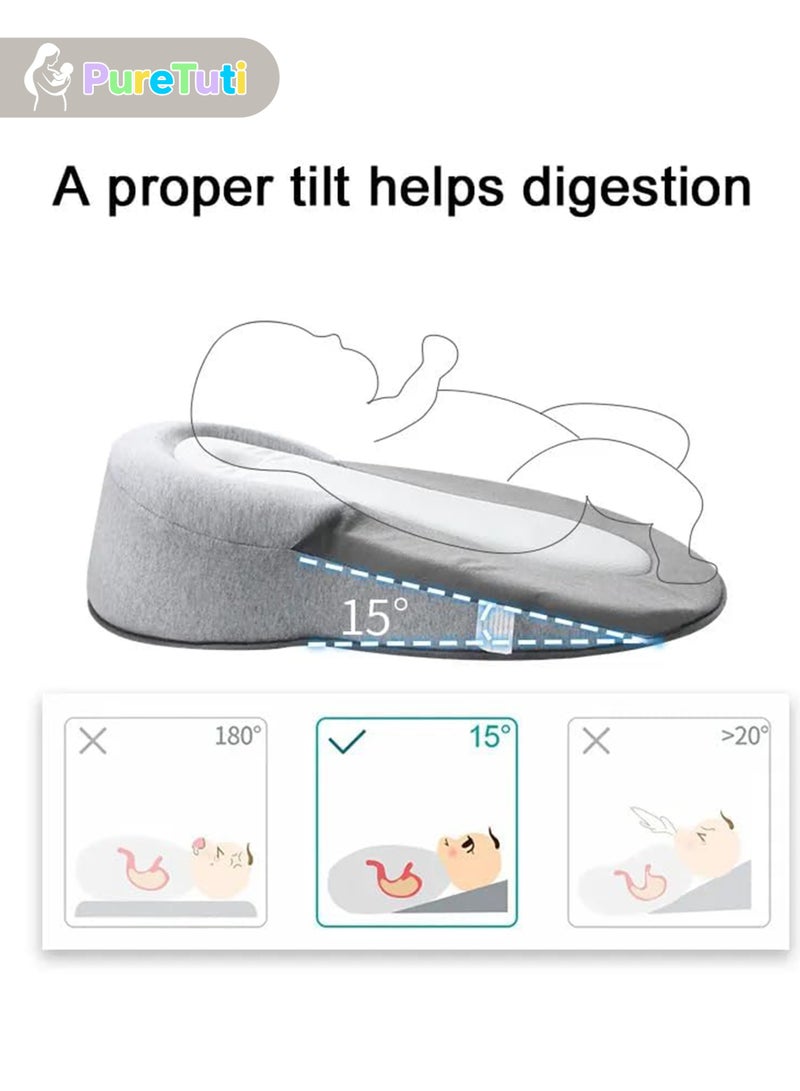 PureTuti 15° Baby Anti-Reflux Incline Pillow with Non-Slip Base - Wedge Pillow to Reduce Spit Up, Aid Digestion & Improve Sleep for Newborns & Infants - Image 3