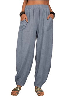 Loquat Women's New Solid Color Cotton And Linen Slacks Home Harlan Pants  - Image 1