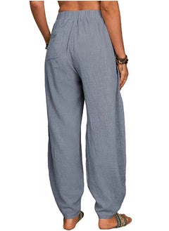 Loquat Women's New Solid Color Cotton And Linen Slacks Home Harlan Pants  - Image 3