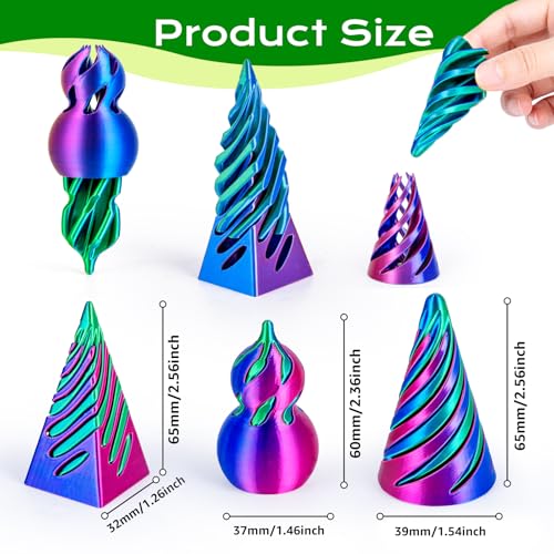 3Dgenius 3 Pack Spiral Cone Fidget Toys 3D Printed Spiral Fidget Toys Impossible Cone 3D Printed Fidgets Impossible Pyramid Passthrough 3D Printed Toys for Adults Kids for Anxiety Relaxing 3PCS - Image 5