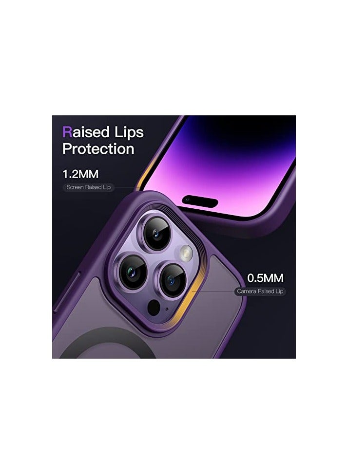 JETech Magnetic Case for iPhone 14 Pro 6.1-Inch Compatible with MagSafe, Shockproof Phone Bumper Cover, Solid Color Matte TPU Frame, Anti-Scratch Clear Back (Deep Purple) - Image 2