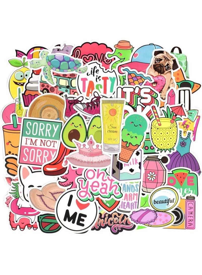 Arabest 50 Pack Girls Waterproof Vinyl Sticker Pack Water Bottles - Image 1