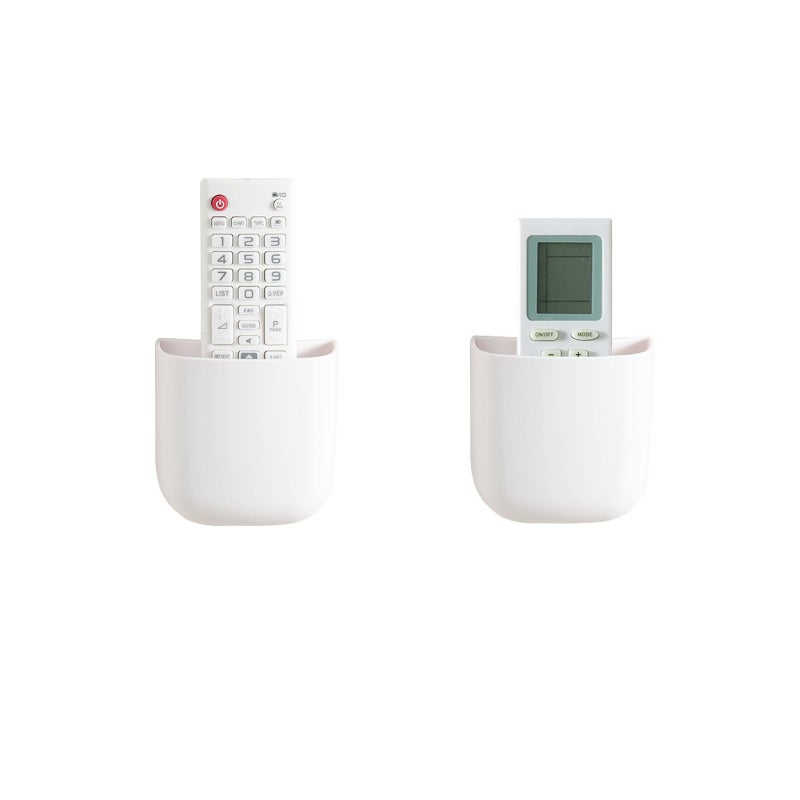 سنفيكون SUNFICON حامل جهاز التحكم عن بعد على الحائط ومروحة التلفزيون وحامل جهاز التحكم عن بعد بجانب السرير وحامل الحائط المنظم وحامل الهاتف للمكتب ومشغل الوسائط اللاصق وحامل صندوق علبة المنزل والمكتب ومنضدة بيضاء 2 صغير - Image 1