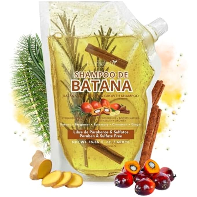 HERBALISTA - Viral Batana Oil Herbal Shampoo Pouch 400ml (13.5 fl oz) â€“ Shampoo de Aceite Batana With Extracts: Rosemary, Ginger, Horsetail, & Cinnamon. - 100% Natural & Handcrafted.