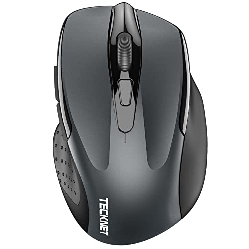TECKNET Wireless Mouse (2.4G & BT5.0/3.0) Silent 4800 DPI Computer USB A & Bluetooth Mouse 6 Buttons, Wide Compatibility - Grey - Image 1