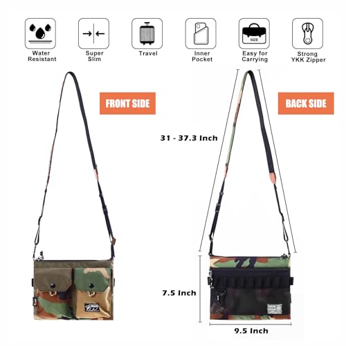 RE ROUGH ENOUGH Rough Enough Tactical Crossbody Bag Sling Bag for Men Cell Phone Purse With Shoulder Detachable Camera Strap Travel Adventure Outdoor Gear Camo Cordura - Image 5