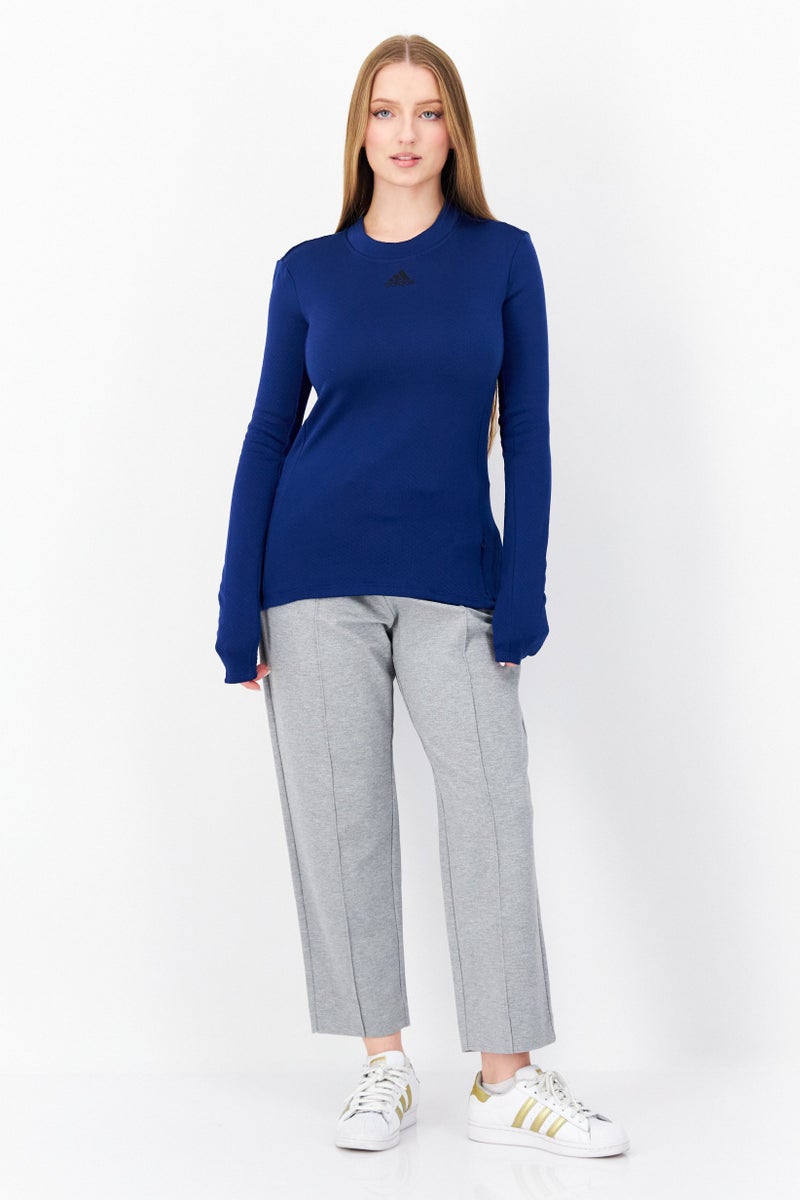 Adidas Women Sportswear Fit Long Sleeve Training Sweater, Dark Blue - Image 3