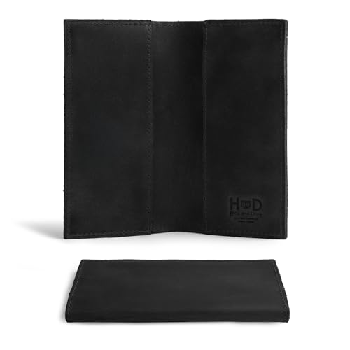 Hide & Drink Hide Drink Checkbook Cover Minimalist Organizer for Personal or Business Finances Bill Holder Full Grain Leather Handmade Charcoal Black - Image 3