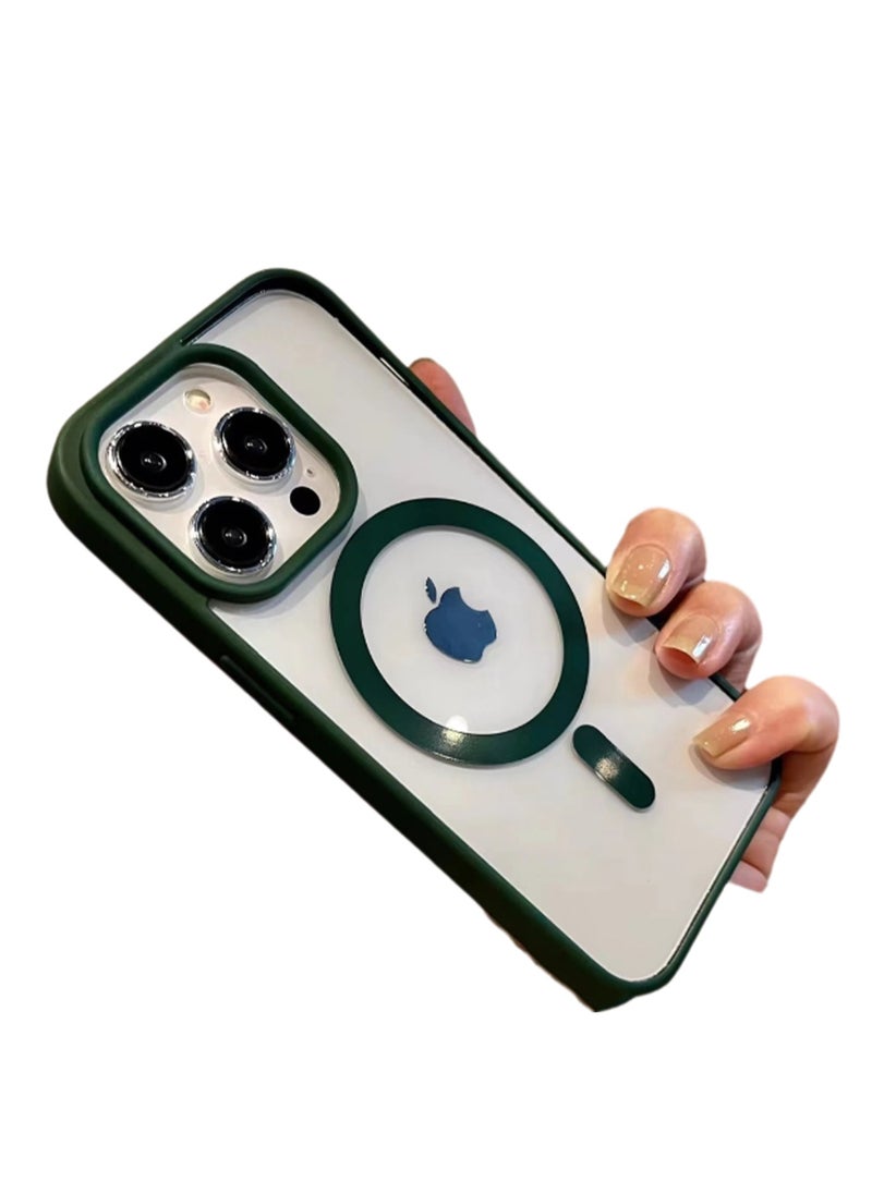 Generic - Dark Green Iphone 16pro Magsafe Case Magnetic Back Cover, Clear Acrylic, Ultra-Thin Phone Case With Strong Magnets For Apple 16pro (2024) - Image 1