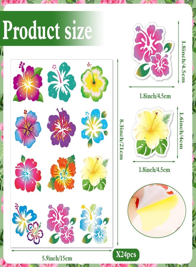 HOWAF 288pcs Hibiscus Stickers Hawaiian Tropical Luau Stickers Hawaii Flower Self Adhesive Sticker Hibiscus Flower Label Sticker for Summer School Kids Crafts Supplies, Aloha Flowers Decals - Image 2