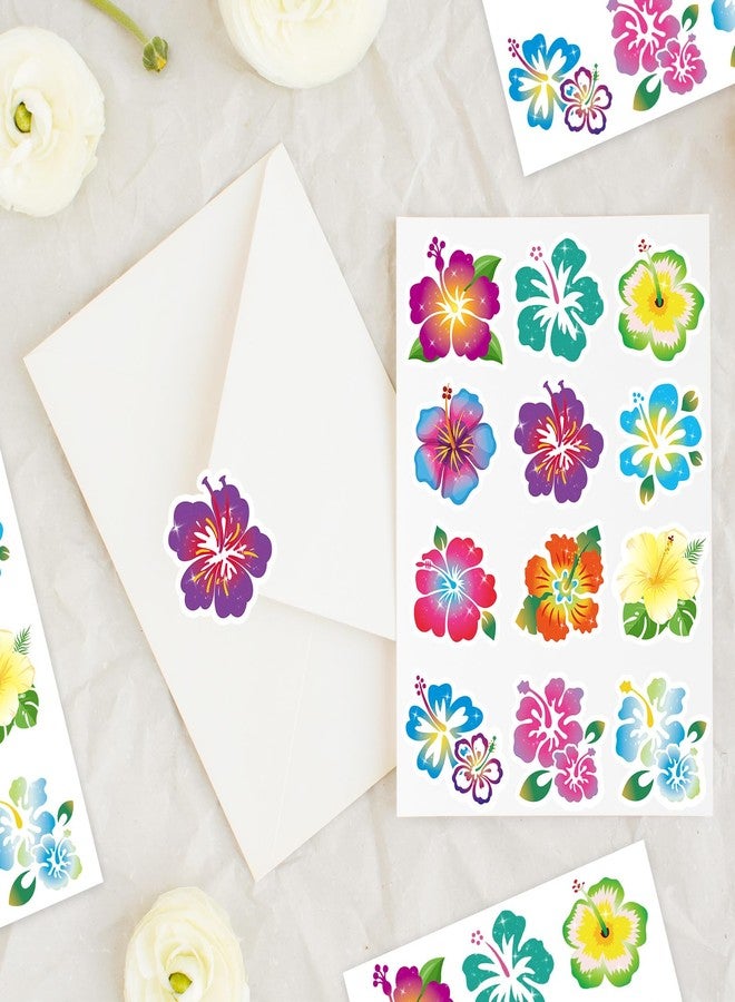 HOWAF 288pcs Hibiscus Stickers Hawaiian Tropical Luau Stickers Hawaii Flower Self Adhesive Sticker Hibiscus Flower Label Sticker for Summer School Kids Crafts Supplies, Aloha Flowers Decals - Image 3