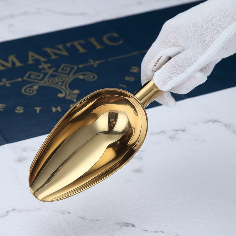 Berglander مغرفة ثلج من الفولاذ المقاوم للصدأ بطلاء ذهبي 6 أونصات، مغرفة ثلج معدنية مطلية بالتيتانيوم، متعددة الاستخدامات للحلويات، حفلات الزفاف، المطبخ، البار، حفلات، مغرفة طعام للحيوانات الأليفة، مجرفة شاطئية - Image 4