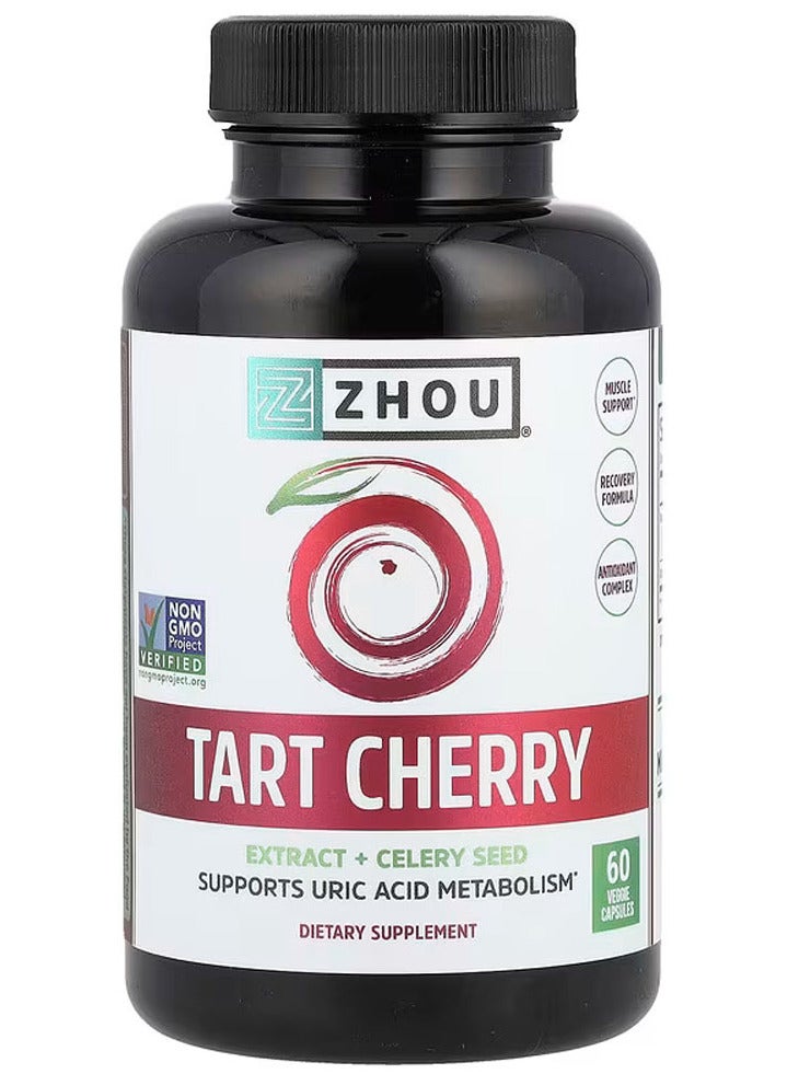 Zhou Nutrition Tart Cherry Extract and Celery Seed 60 Veggie Capsules - Image 1