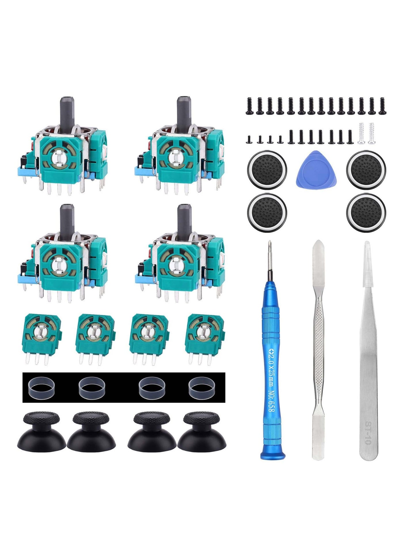 Anmi 4 Pack Analog 3D Joysticks Replacement for PS5 DualSense Controller, Joysticks Part with Repair Screwdriver Kit for Playstation 5 Controller Analog Stick Module Replacement
