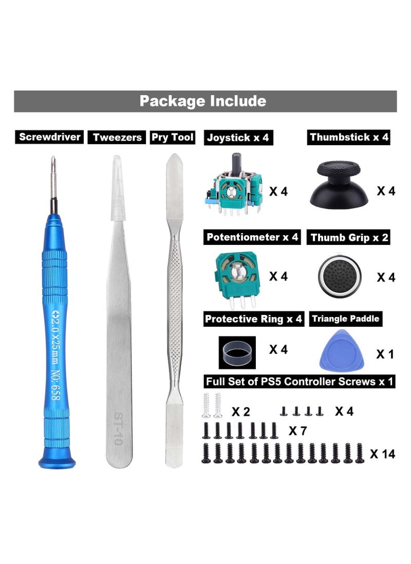 Anmi 4 Pack Analog 3D Joysticks Replacement for PS5 DualSense Controller, Joysticks Part with Repair Screwdriver Kit for Playstation 5 Controller Analog Stick Module Replacement  - Image 5