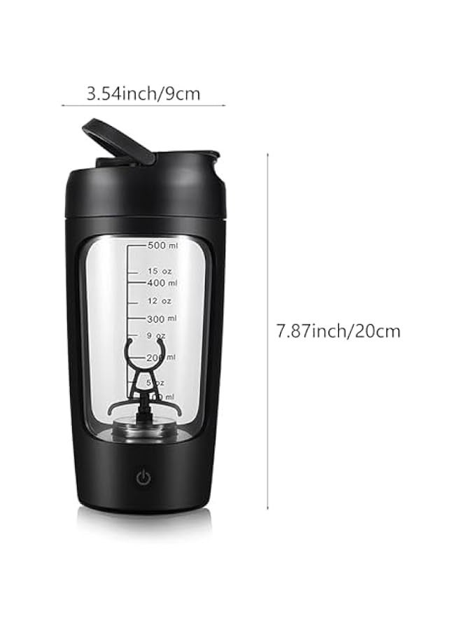 Electric Protein Shaker Bottle, 650Ml Blender Bottles with Powder Cup, Portable Blender, Tritan and BPA Free Material, Pre Workout Mixer for Gym and Fitness (Black) - Image 2