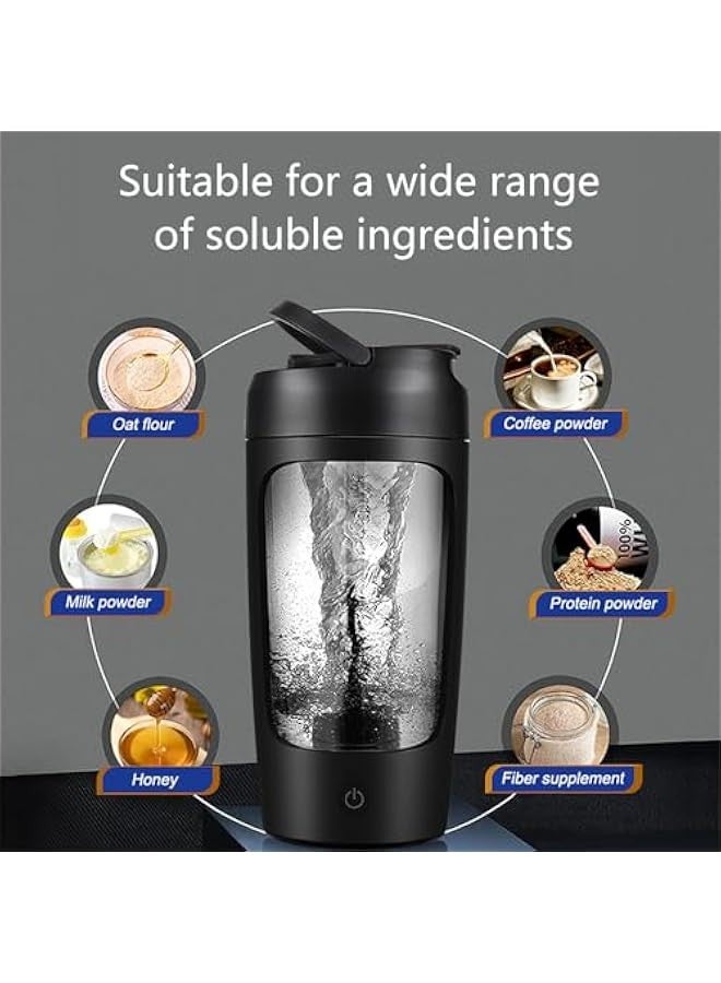 Electric Protein Shaker Bottle, 650Ml Blender Bottles with Powder Cup, Portable Blender, Tritan and BPA Free Material, Pre Workout Mixer for Gym and Fitness (Black) - Image 5