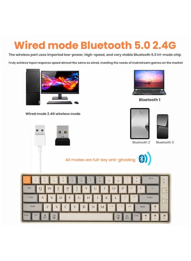 Multimode Wireless Mechanical Keyboard Wired Bluetooth 5.0 2.4G for Seamless Connectivity and Gaming Performance - Image 2
