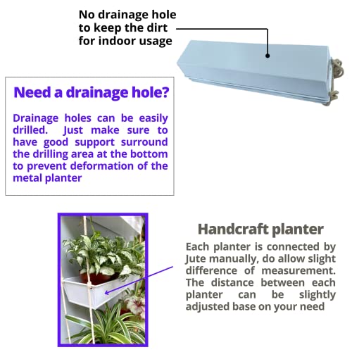 LáLáGreen LaLaGreen Hanging Wall Planter - 16 Inch Three Tier Plant Hanger for Succulent Indoor Herb Planter Modern White Boho Metal Wall Plant Holder Decor, Vertical Garden Hanging Planter Shelf Large Outdoor - Image 4
