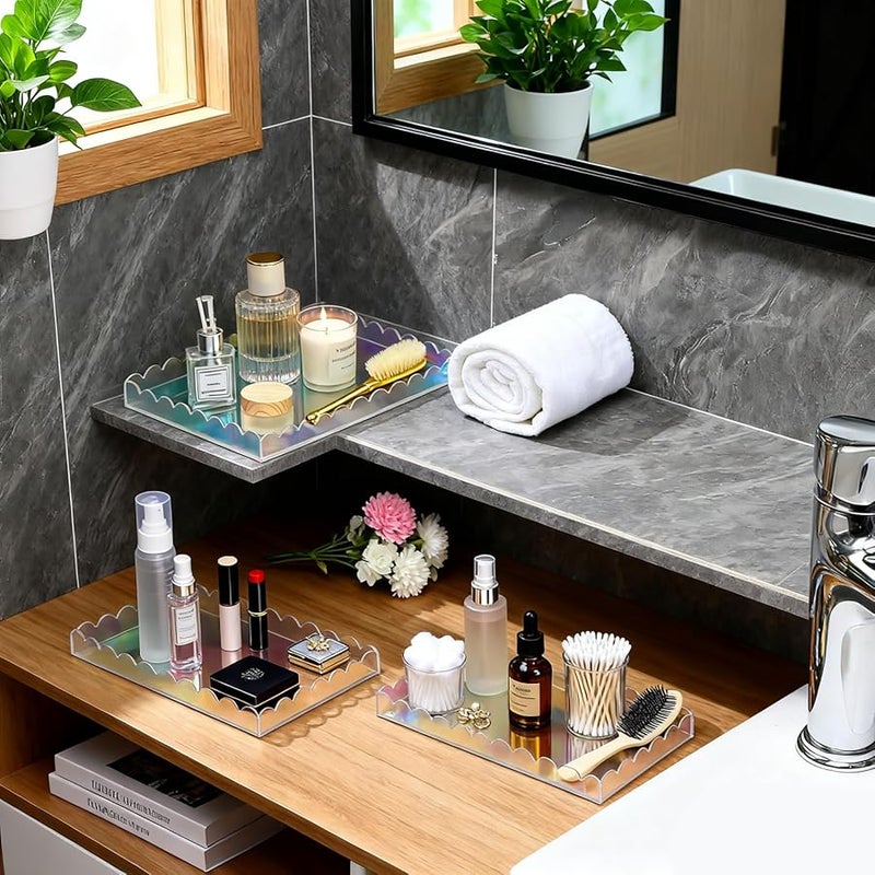 صينية عرض عطور أكريليك شفافة منظمة لطاولة الحمام وخزانة غرفة النوم - Image 3