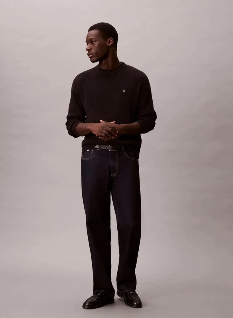 Calvin Klein Jeans black Monogram Logo Relaxed Sweater for Men | Best Price UAE
