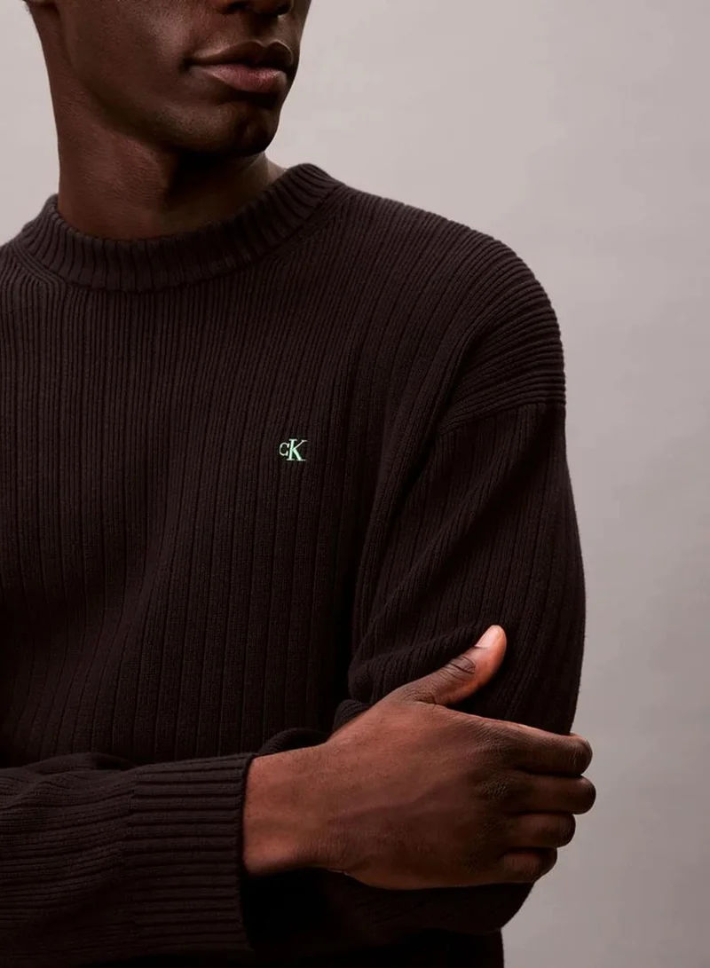 Calvin Klein Jeans black Monogram Logo Relaxed Sweater for Men | Best Price UAE