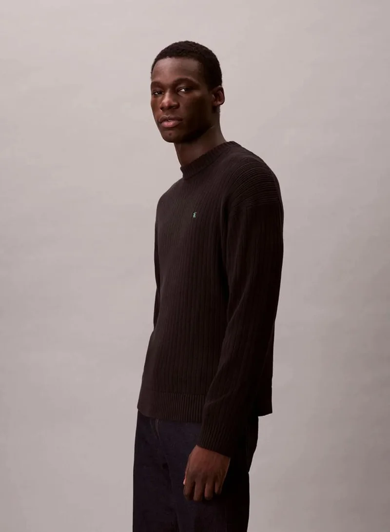 Calvin Klein Jeans black Monogram Logo Relaxed Sweater for Men | Best Price UAE