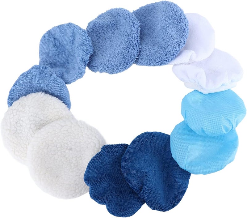 28Pcs Buffer Bonnets Set, 4 Materials Polishing Waxers Pads for Car and Furniture, Fleece Terry Cloth Lamb Wool Non Woven Bonnet Compatible with Polishing Machine - Image 2