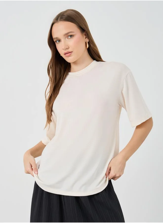 تايك تو Take Two Slogan Print Oversize T-Shirt