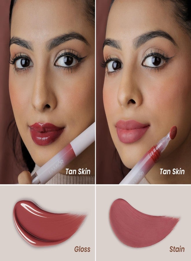 LAMIOR Hydrating Lip Gloss Stain | 2-in-1 Ultra Glossy Shine & Long-Lasting Lip Tint | Peptide & Superfood Infused | Non-Sticky, Lightweight, High Pigment, Vegan & Cruelty Free - Image 3
