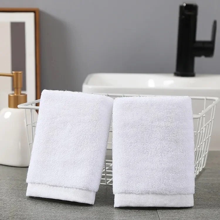 Faial 4 Pieces White Hand and Face Towels, Cotton Hotel Towels, Hair Towels