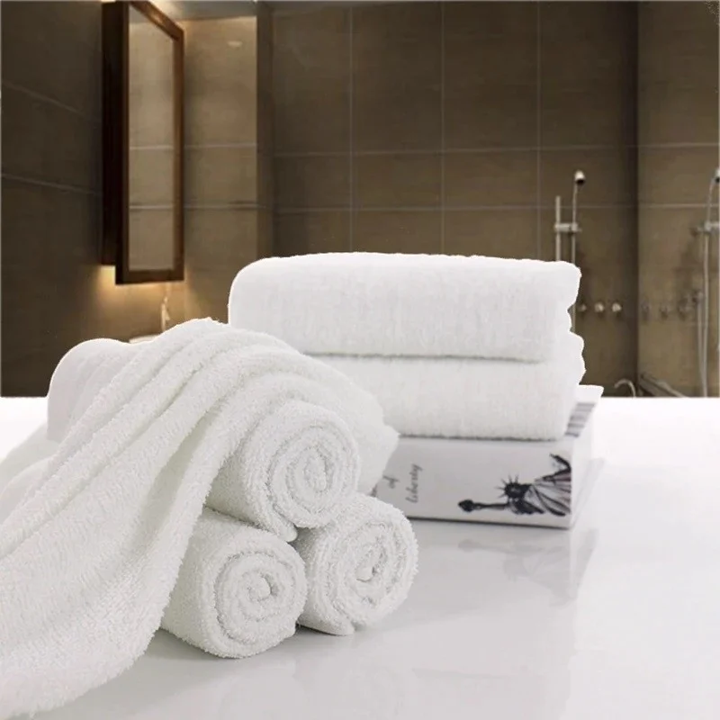 Faial 4 Pieces White Hand and Face Towels, Cotton Hotel Towels, Hair Towels