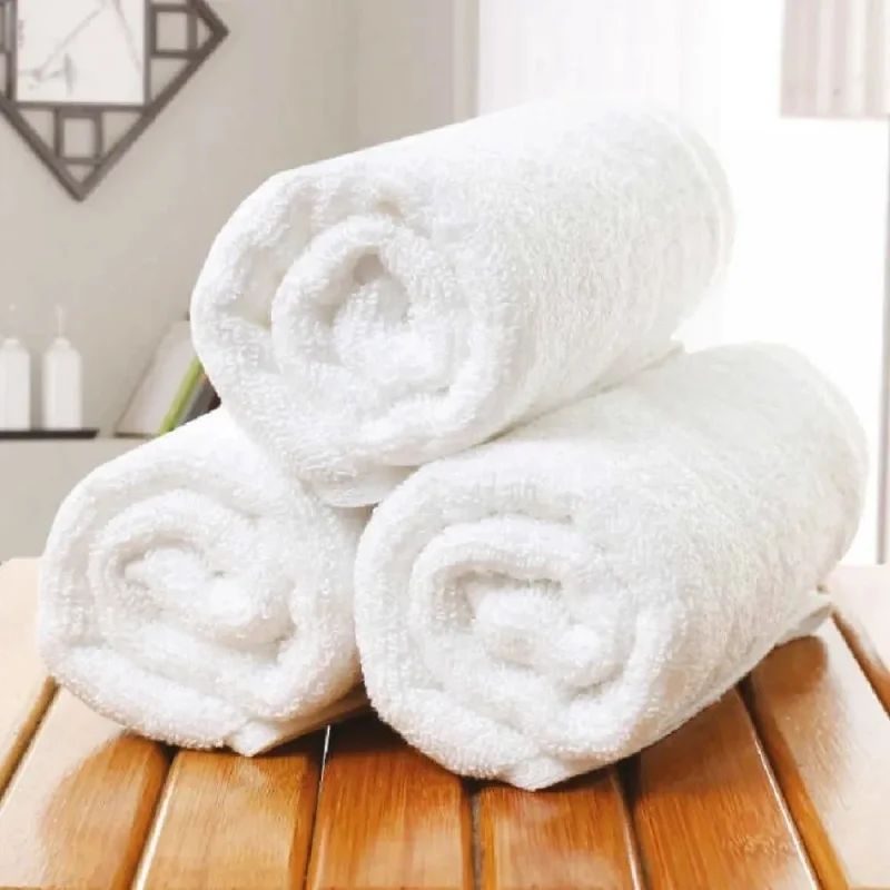 Faial 4 Pieces White Hand and Face Towels, Cotton Hotel Towels, Hair Towels